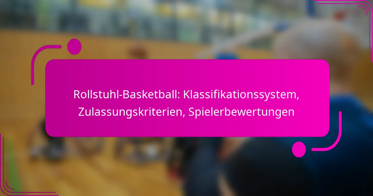 Rollstuhl-Basketball: Klassifikationssystem, Zulassungskriterien, Spielerbewertungen