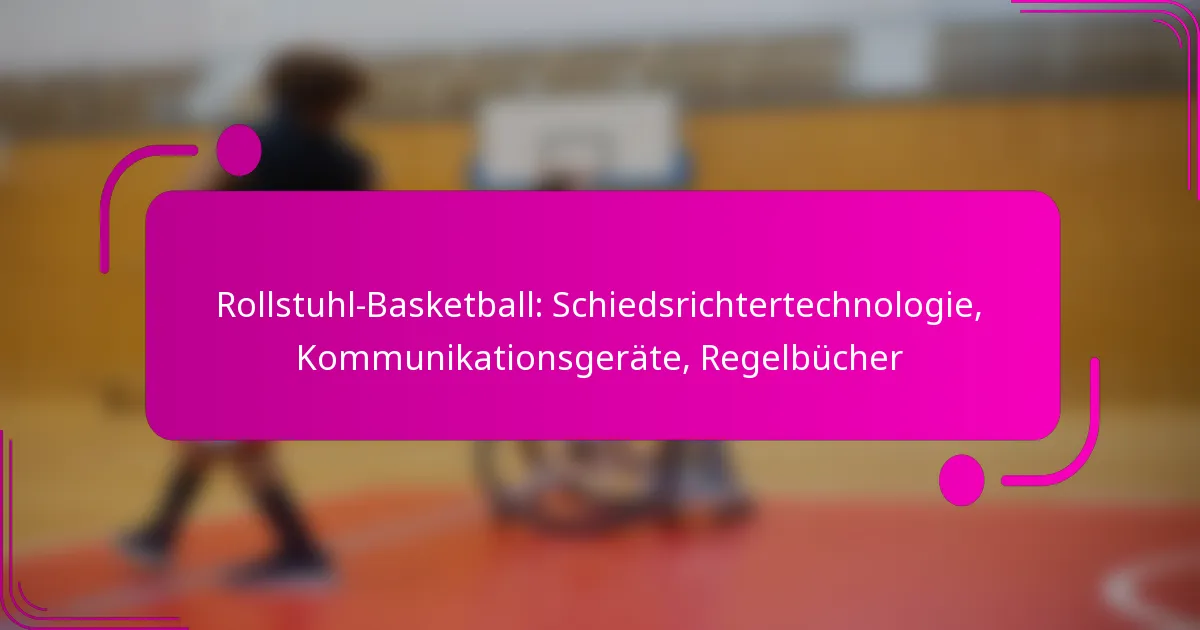 Rollstuhl-Basketball: Schiedsrichtertechnologie, Kommunikationsgeräte, Regelbücher