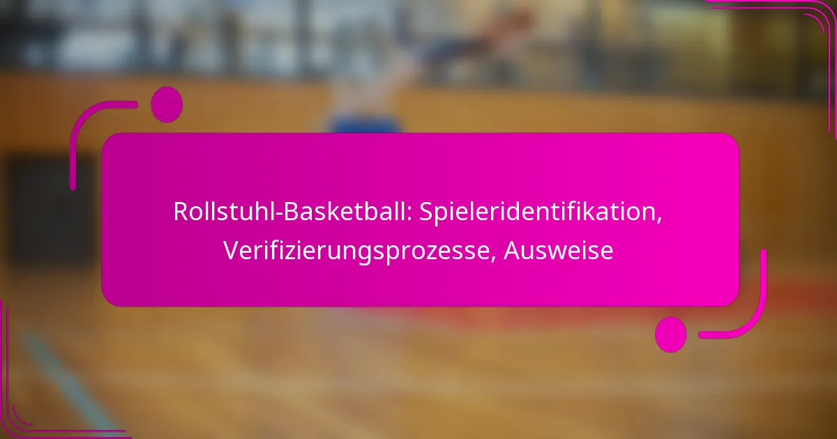 Rollstuhl-Basketball: Spieleridentifikation, Verifizierungsprozesse, Ausweise