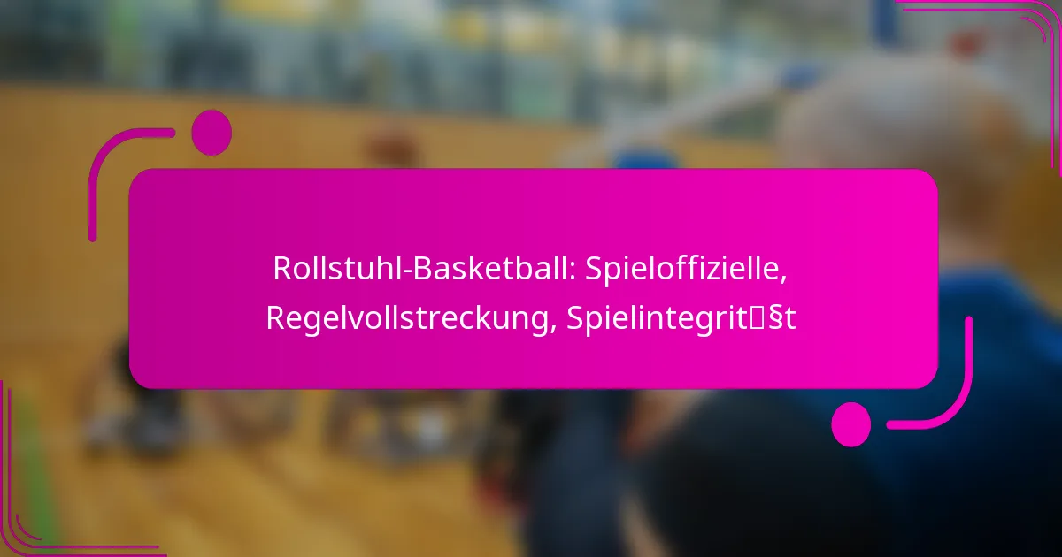 Rollstuhl-Basketball: Spieloffizielle, Regelvollstreckung, Spielintegrität