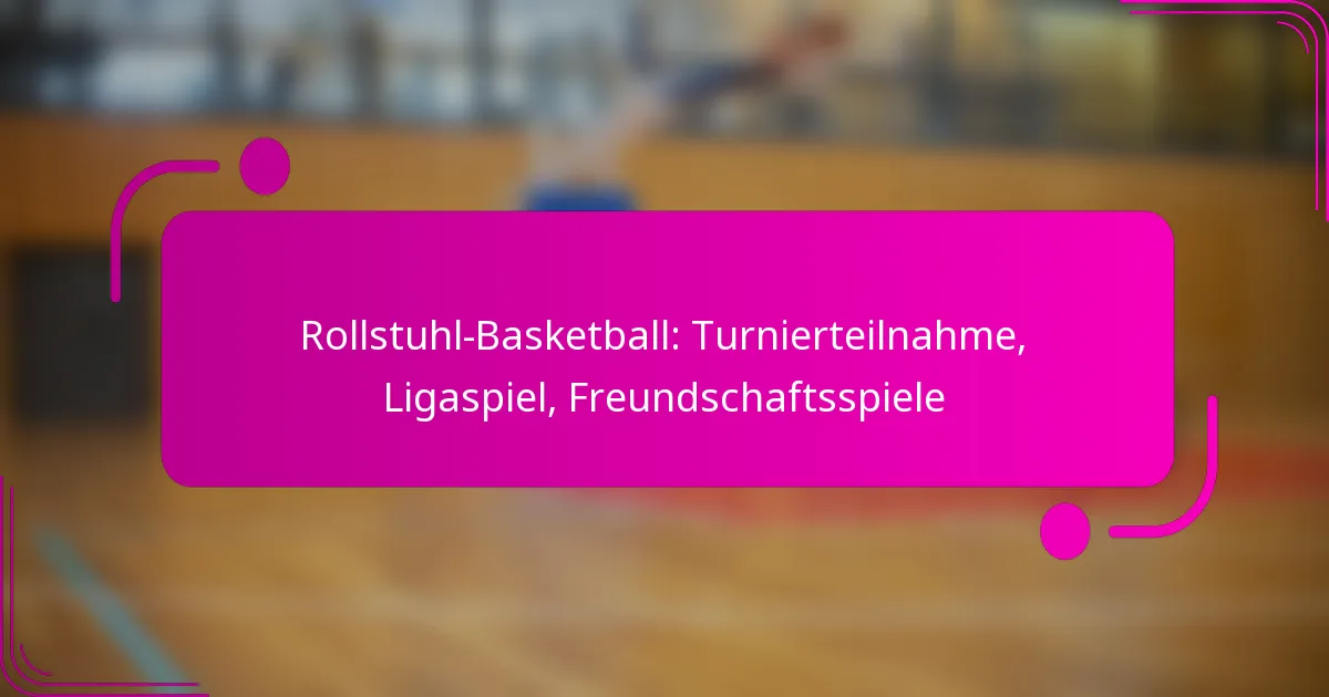 Rollstuhl-Basketball: Turnierteilnahme, Ligaspiel, Freundschaftsspiele