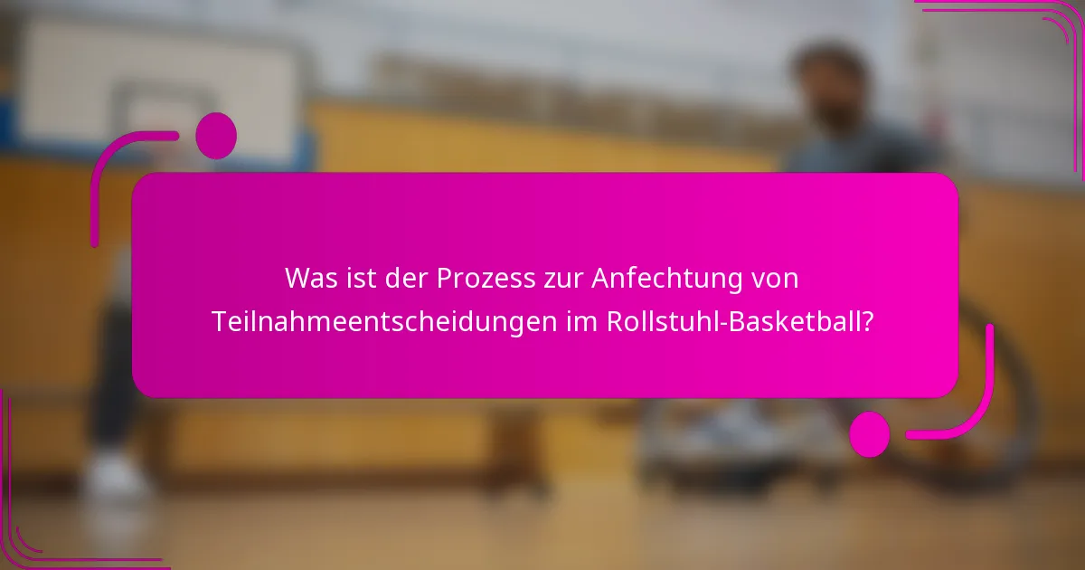 Was ist der Prozess zur Anfechtung von Teilnahmeentscheidungen im Rollstuhl-Basketball?