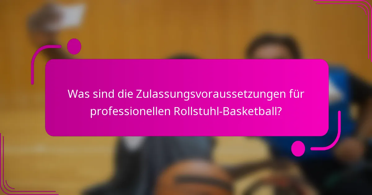 Was sind die Zulassungsvoraussetzungen für professionellen Rollstuhl-Basketball?