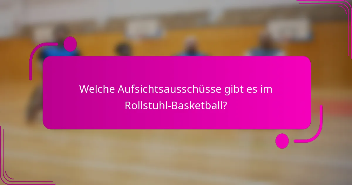 Welche Aufsichtsausschüsse gibt es im Rollstuhl-Basketball?