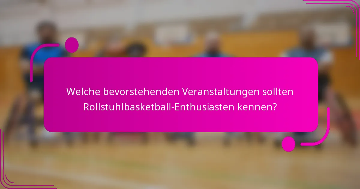 Welche bevorstehenden Veranstaltungen sollten Rollstuhlbasketball-Enthusiasten kennen?