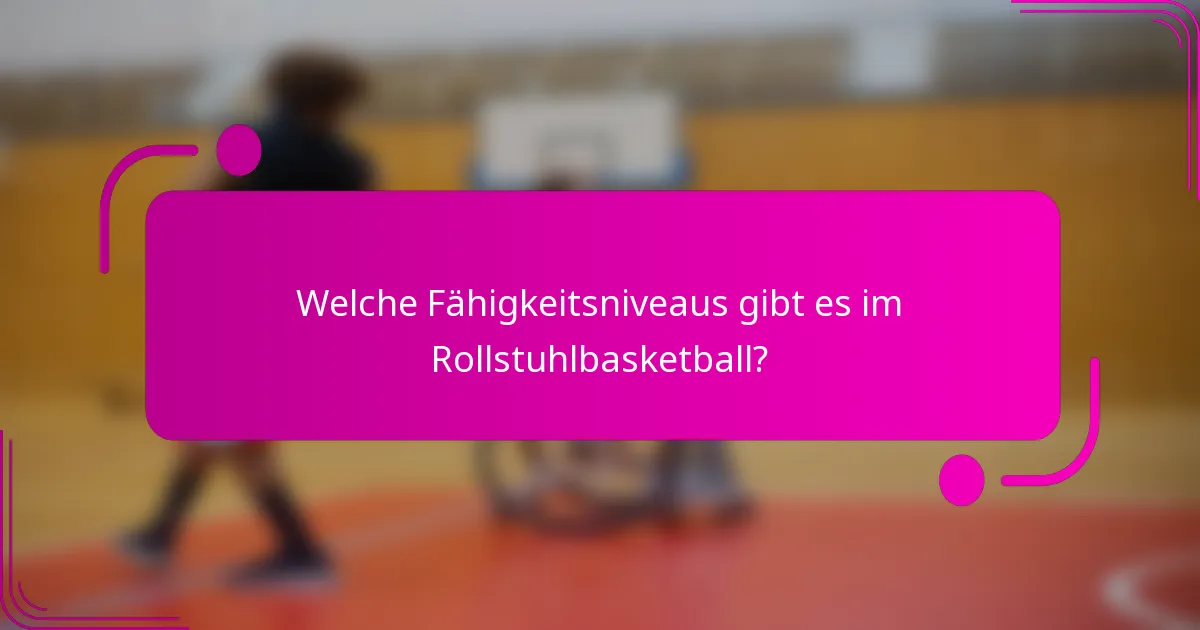 Welche Fähigkeitsniveaus gibt es im Rollstuhlbasketball?