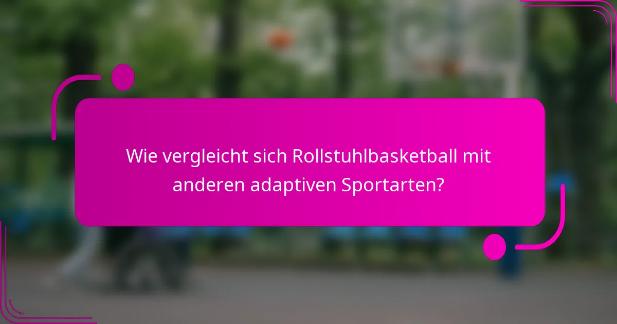 Wie vergleicht sich Rollstuhlbasketball mit anderen adaptiven Sportarten?